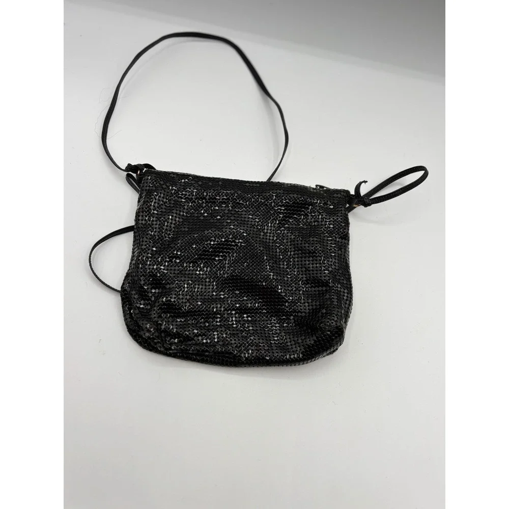 Whiting & Davis Black Evening Shoulder Bag Mesh Formal Cocktail Made USA Vintage